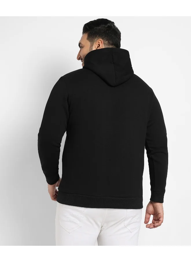 Instafab Plus Instafab Plus Men's Black Pullover Hoodie With Contrast Drawstring