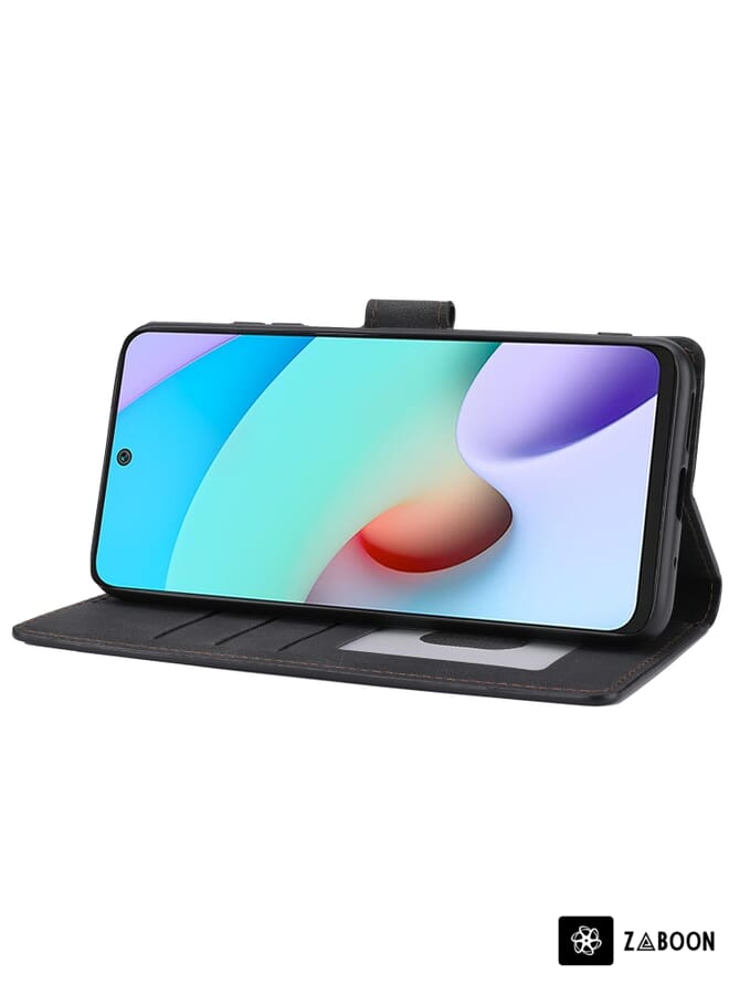 Zaboon Protective Case Cover For Xiaomi Redmi Note 11 / Poco M4 Pro 5G Fantasy Classic Skin-feel Calfskin Texture Magnetic Buckle Horizontal Flip PU Phone Leather Case with Holder & Card Slot & Wallet - Image 4