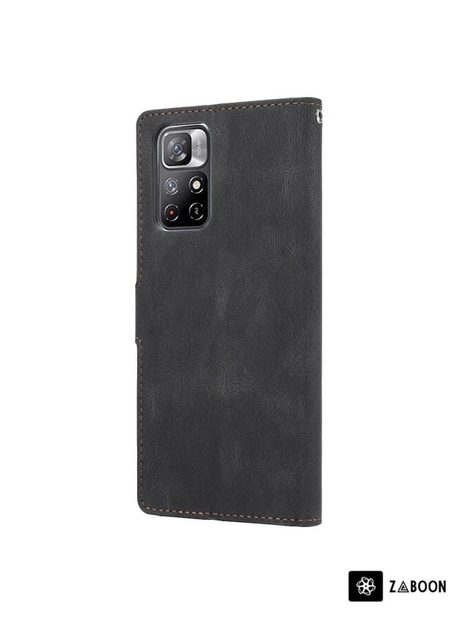 Zaboon Protective Case Cover For Xiaomi Redmi Note 11 / Poco M4 Pro 5G Fantasy Classic Skin-feel Calfskin Texture Magnetic Buckle Horizontal Flip PU Phone Leather Case with Holder & Card Slot & Wallet - Image 3