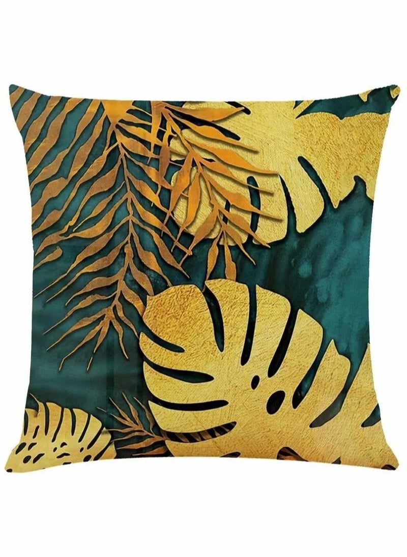 Cushion Covers Throw Pillow Covers Linen Square Throw Pillow Covers Couch Bed Pillowcases Green Gold Leaves for Living Room Sofa 45cm x 45cm (18x18 inch) 4 PCS - pzsku/ZEDA2A2B6FAB87703B548Z/45/_/1706419822/0731f9ad-8aed-4fc6-a780-3ba69c1dc49c