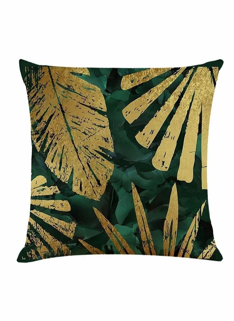 Cushion Covers Throw Pillow Covers Linen Square Throw Pillow Covers Couch Bed Pillowcases Green Gold Leaves for Living Room Sofa 45cm x 45cm (18x18 inch) 4 PCS - pzsku/ZEDA2A2B6FAB87703B548Z/45/_/1706419822/c9ade4fc-150a-4866-9aa9-ced4a8f25e34