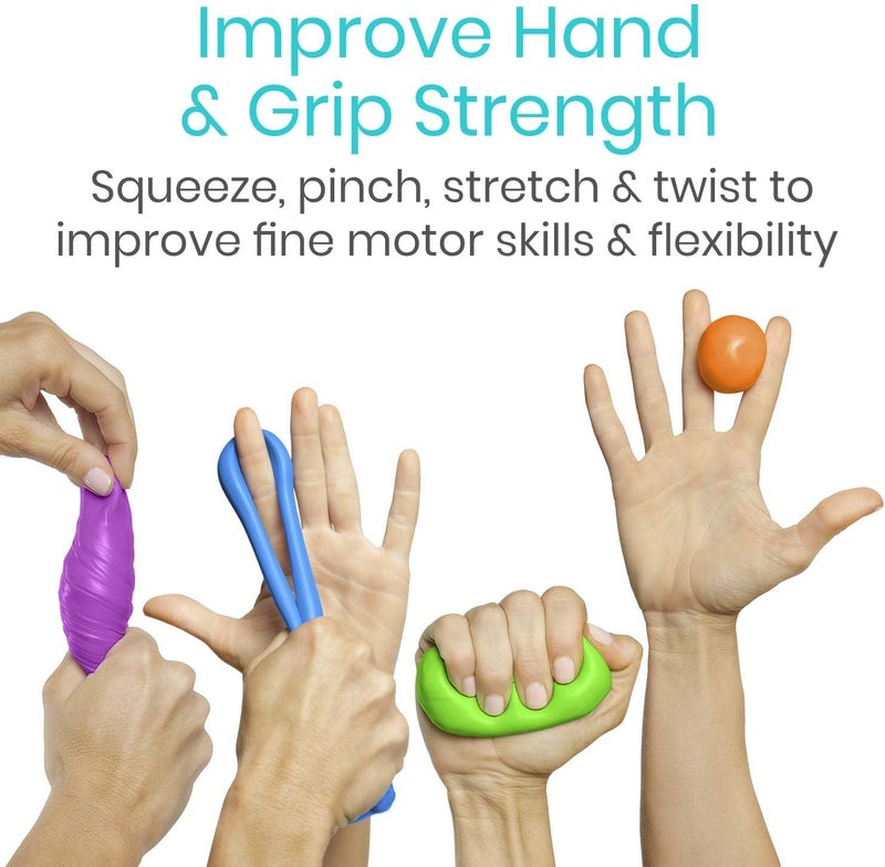 Vive Exercise Putty 4Pack  Therapeutic Occupational and Therapy Tool  Thinking and Stress  Finger Hand Grip Strength Exercises  Extra Soft Soft Medium Firm Sensory Kit  Squeezable Ball - Image 2