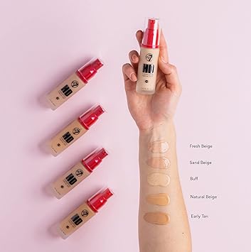 W7 أساس W7 HD خالي من الزيت سائل أساس لمظهر مطفي بدون مسام تغطية متوسطة 30 مل بيج رملي - Image 3