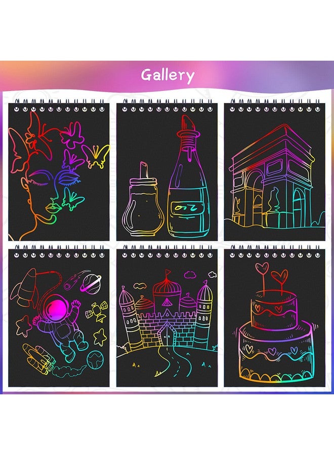 POKONBOY 24 Pack Rainbow Scratch Paper Arts Notebooks, Scratch Note Pads for Kids Rainbow Party Favors Coloring Books for Girls Boys Art Party Supplies - Image 3