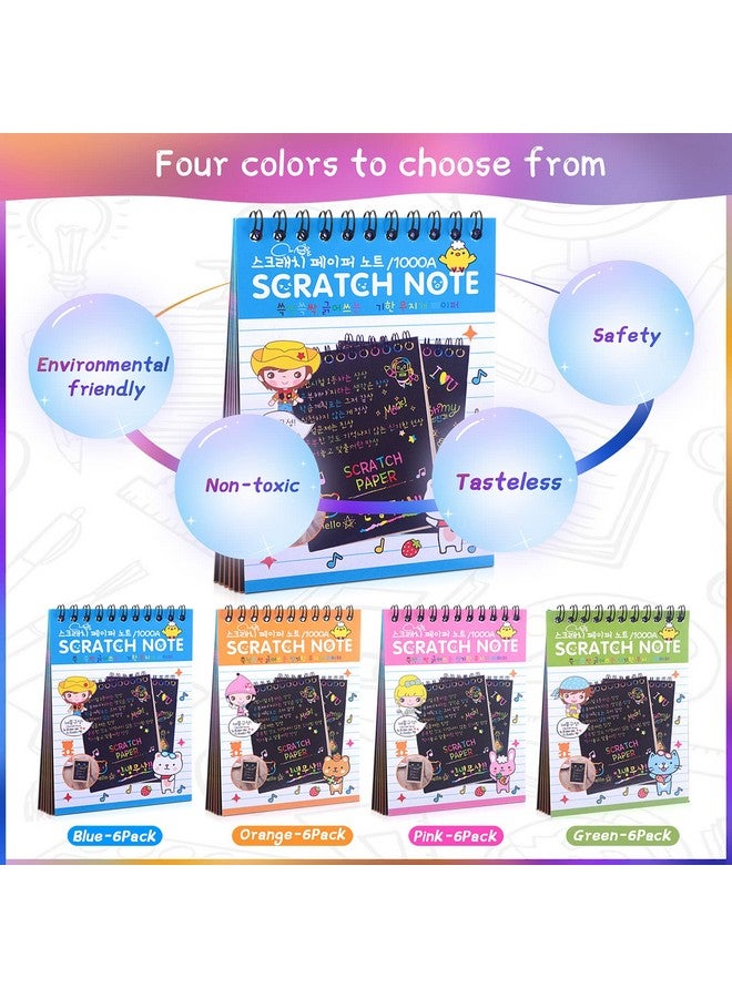 POKONBOY 24 Pack Rainbow Scratch Paper Arts Notebooks, Scratch Note Pads for Kids Rainbow Party Favors Coloring Books for Girls Boys Art Party Supplies - Image 4