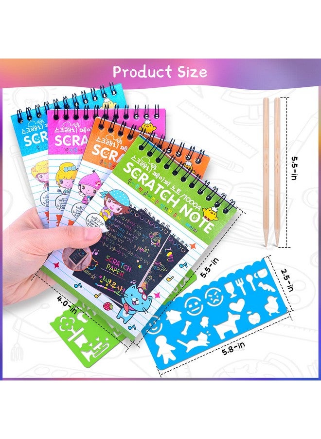 POKONBOY 24 Pack Rainbow Scratch Paper Arts Notebooks, Scratch Note Pads for Kids Rainbow Party Favors Coloring Books for Girls Boys Art Party Supplies - Image 2
