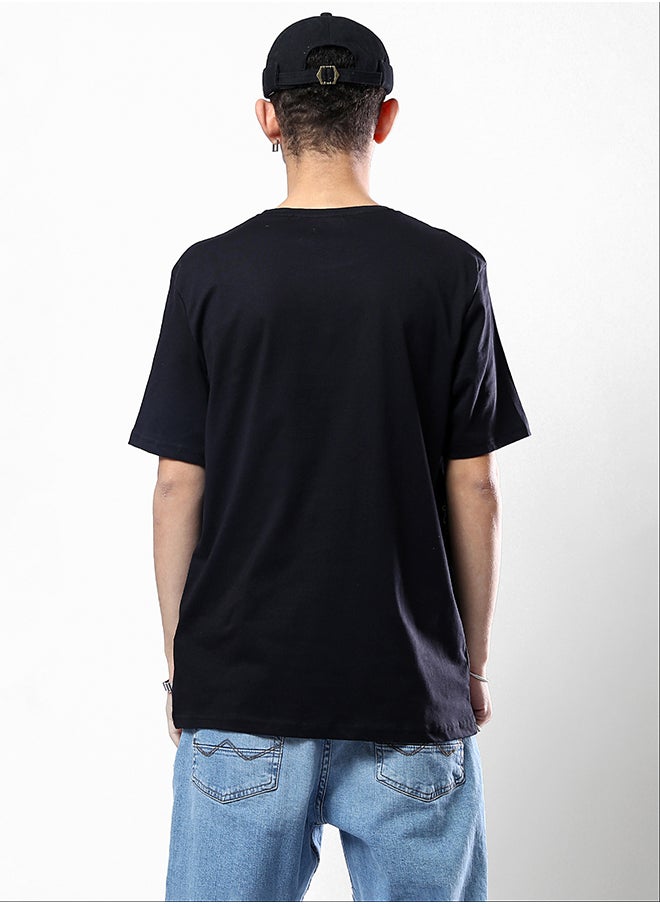RAVIN Black Crew Neck Tee with Printed Dragon  - Image 3