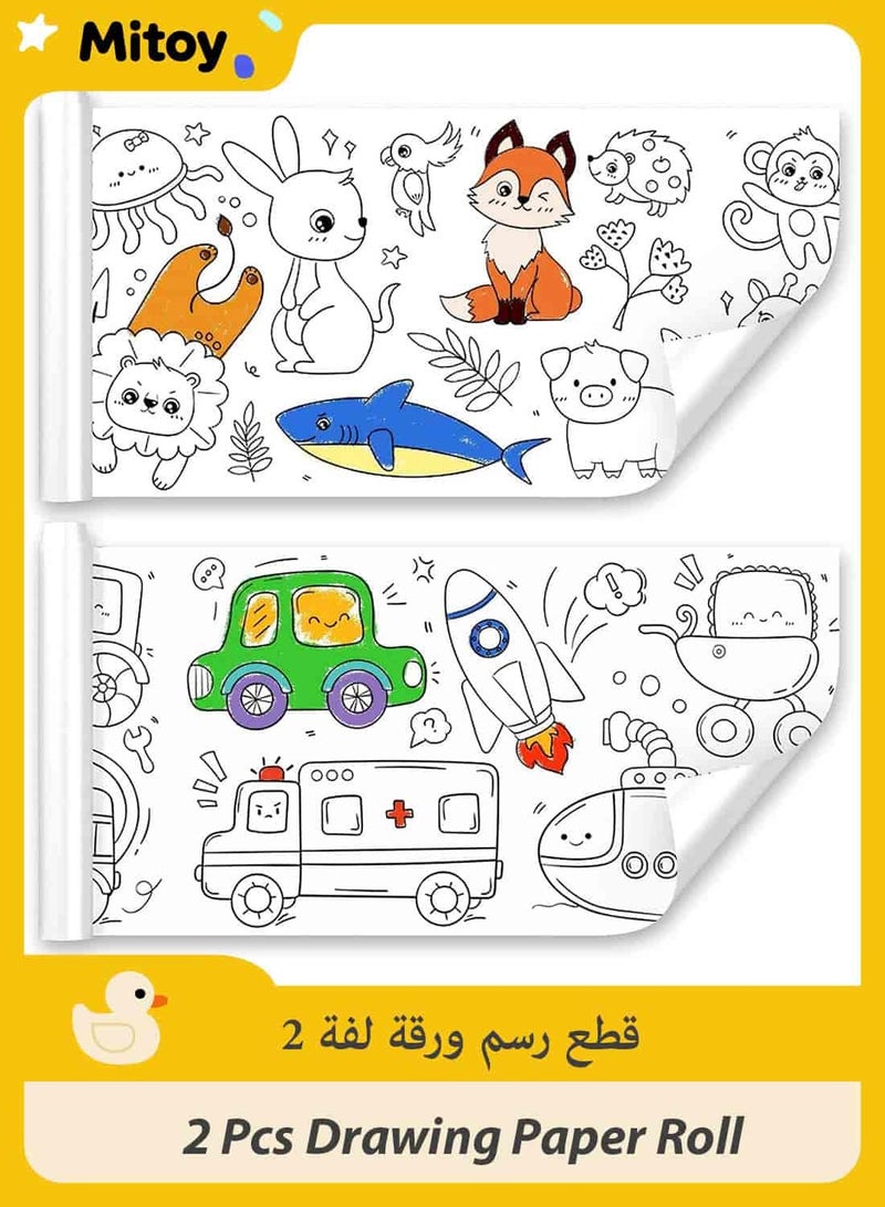 Mitoy 2 Pcs Drawing Paper Roll,Coloring Paper Roll for Kids, 30x300cm Large Drawing Painting  Paper for Kids, Stickable Drawing Paper Roll, DIY Painting Ideal Gift for Class Home Birthday Party - Image 1