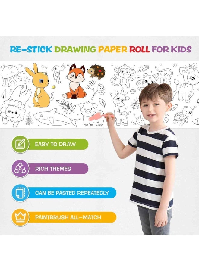 Mitoy 2 Pcs Drawing Paper Roll,Coloring Paper Roll for Kids, 30x300cm Large Drawing Painting  Paper for Kids, Stickable Drawing Paper Roll, DIY Painting Ideal Gift for Class Home Birthday Party - Image 2