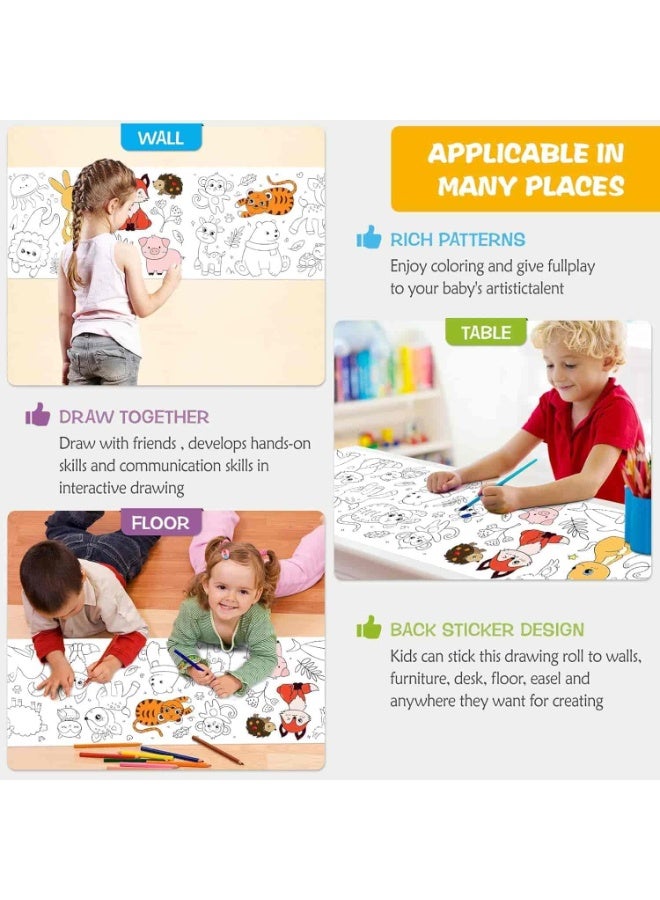 Mitoy 2 Pcs Drawing Paper Roll,Coloring Paper Roll for Kids, 30x300cm Large Drawing Painting  Paper for Kids, Stickable Drawing Paper Roll, DIY Painting Ideal Gift for Class Home Birthday Party - Image 3