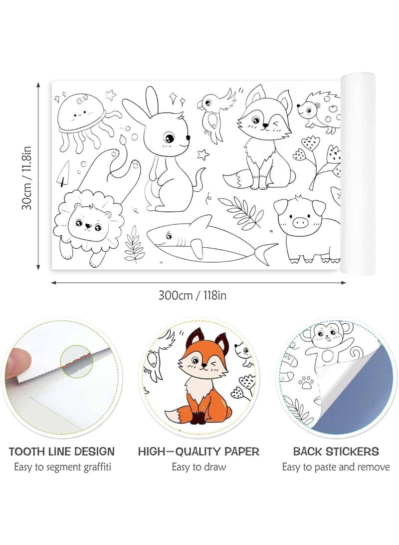 Mitoy 2 Pcs Drawing Paper Roll,Coloring Paper Roll for Kids, 30x300cm Large Drawing Painting  Paper for Kids, Stickable Drawing Paper Roll, DIY Painting Ideal Gift for Class Home Birthday Party - Image 4