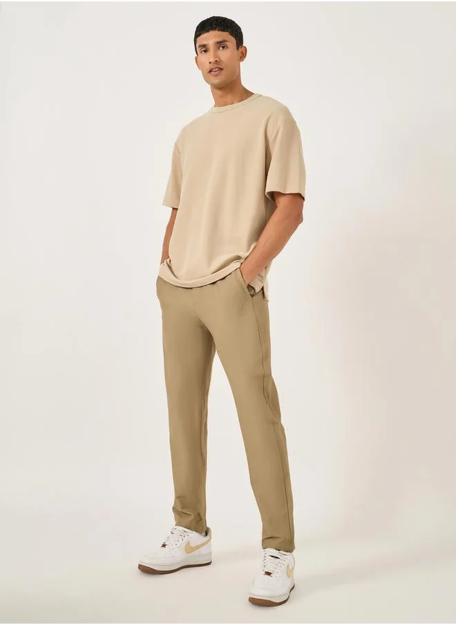 فورت كولينز Men Solid Straight Leg Pants with Drawstring Waist