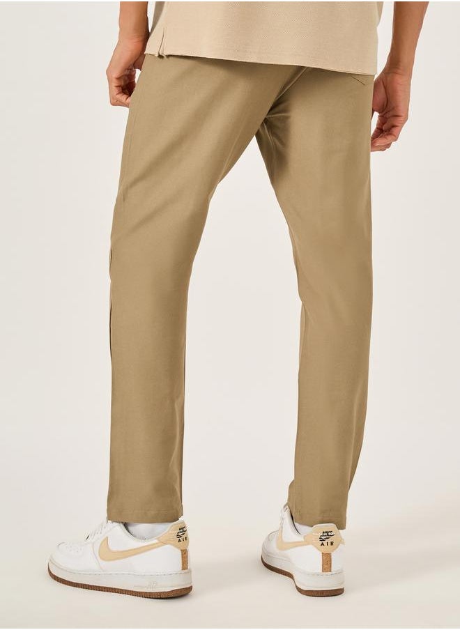 Fort Collins Men Solid Straight Leg Pants with Drawstring Waist  - Image 4