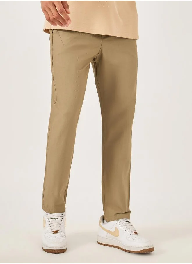 فورت كولينز Men Solid Straight Leg Pants with Drawstring Waist