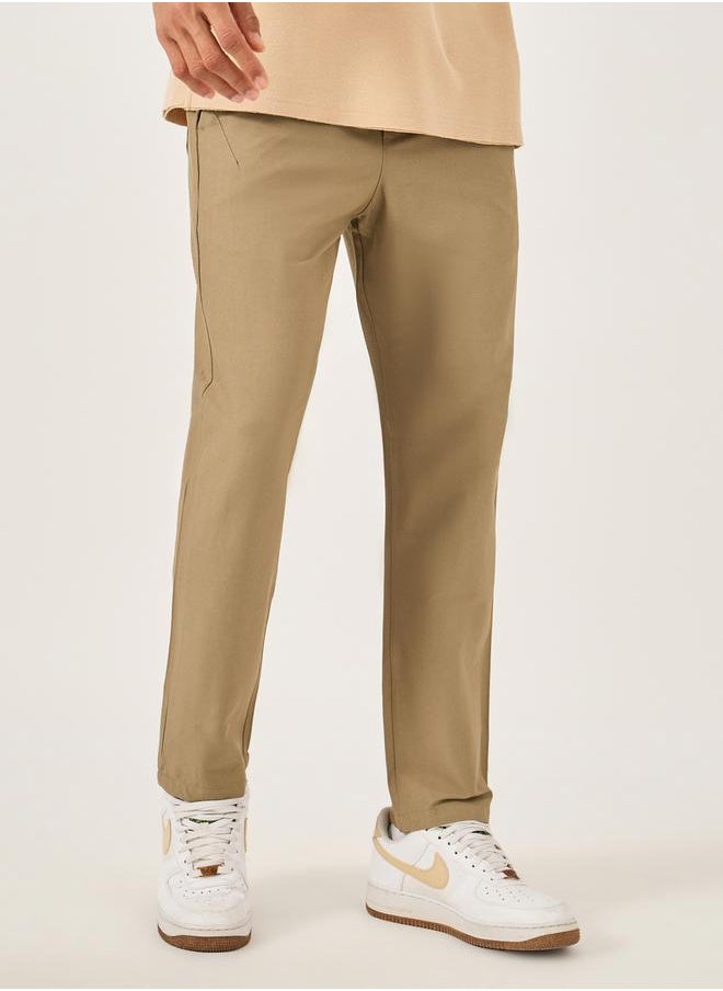Fort Collins Men Solid Straight Leg Pants with Drawstring Waist  - Image 1
