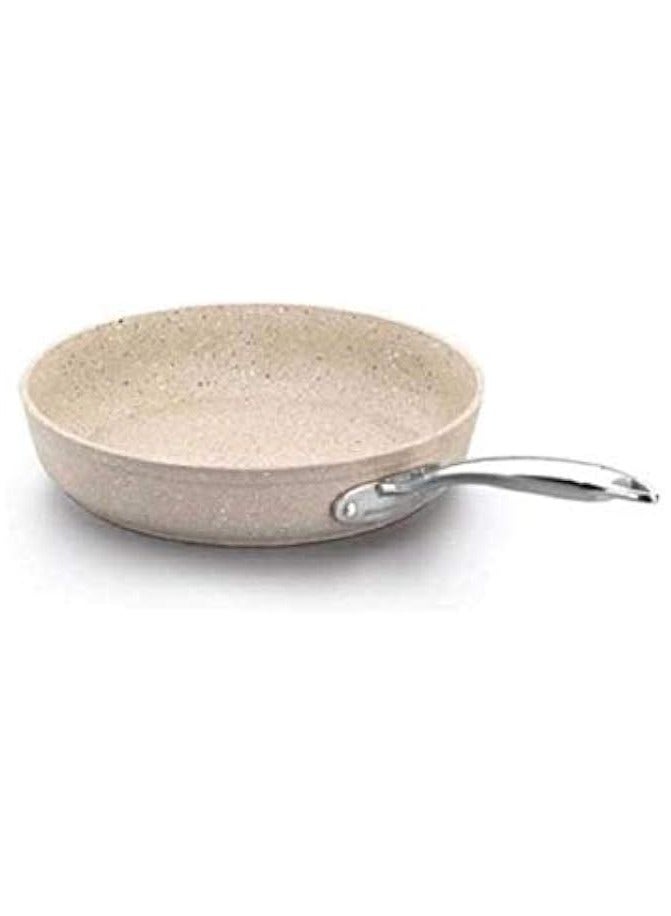 erorex Granita Forged Aluminium Frypan Frypan 24X4.7Cm | Non-Stick Granite Coating | Induction Base Cookware 2.0L Beige & Silver - Image 2