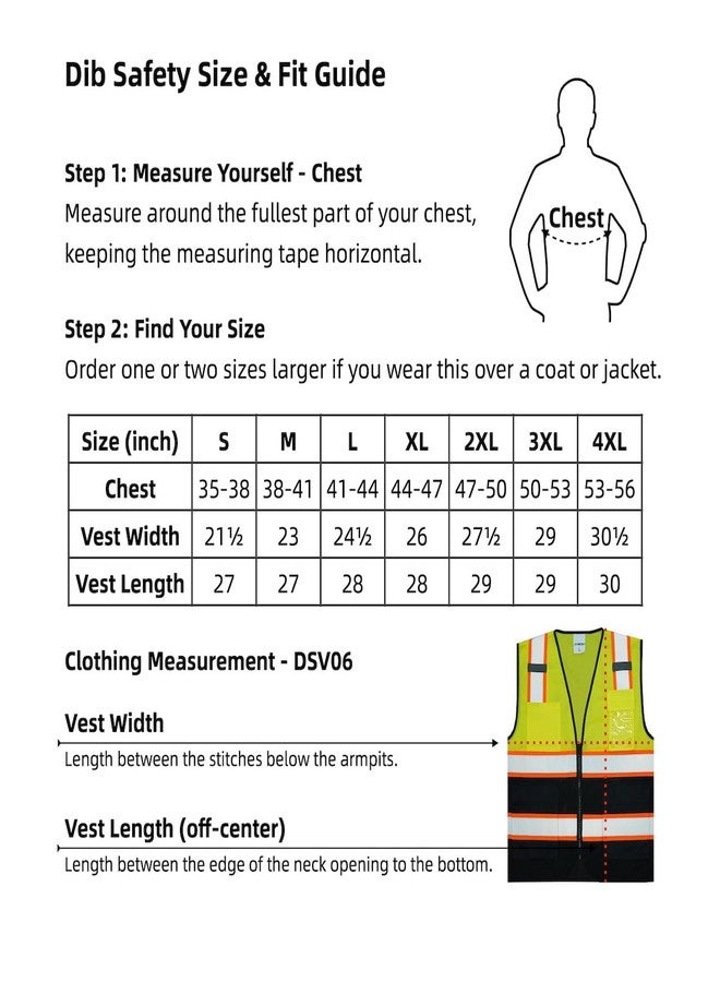 Dib Safety Reflective Mesh Vest High Visibility Two Tone with Pockets and Zipper, Yellow and Black Mesh with Orange Trim M - Image 3