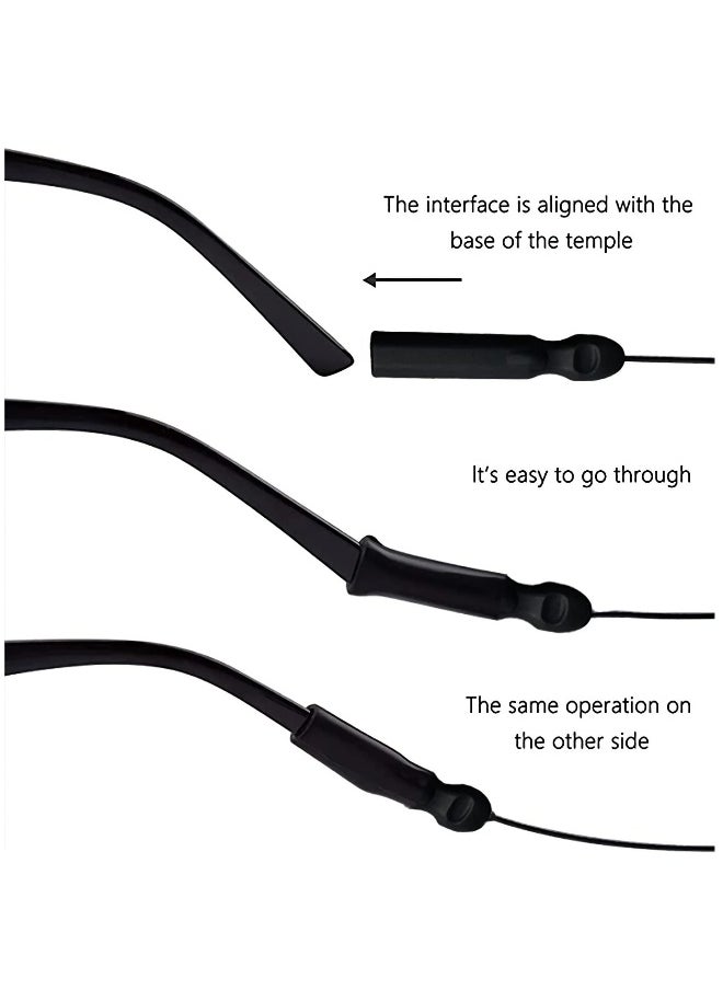 Generic Adjustable Sports Sunglasses Strap with Ear Hooks - Universal Fit Anti-Slip Eyeglass Retainer for Men, Women, and Children (4 Pairs, Elegant Black)  - Image 3
