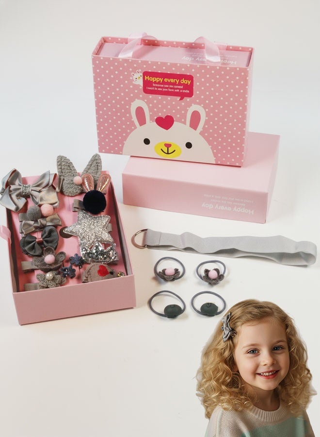 Sharpdo 18-Pieces Baby Girl Accessories, Baby Gifts Set with Flower Hair Ties and Hair Pins for Little Girls Birthday, Party, Daily Wear - Image 1