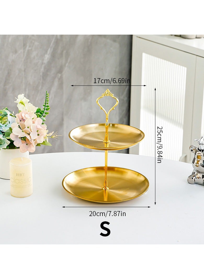 Bukela Stainless Steel 2 Tier Cupcake Stand Tiered Tray Three Tier Cake Stand 2 Tier Tray Platter for Pastry Dessert Candy Fruit Tea Party Wedding Platter (Gold) - Image 2
