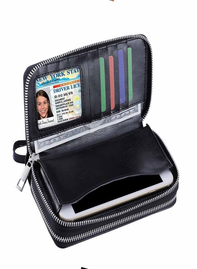 XEYOU Double Zipper Long Clutch Wallet Cellphone Wallet for Women with Removable Wristlet Strap for Credit Card, Cash, Coin, Bill - Image 5