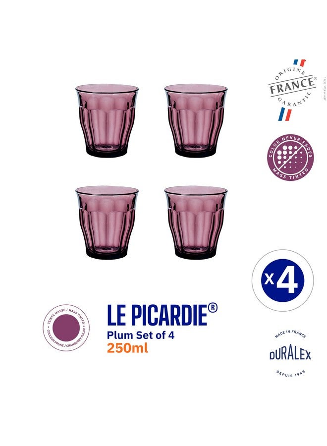 Duralex® France Picardie Plum, 250ml Set of 4, Tempered Glass Tumblers | Durable, 3X Stronger, Dishwasher/Microwave-Safe | Whiskey, Water, Juice Glasses | Ultra-Scratch Resistant - Image 2