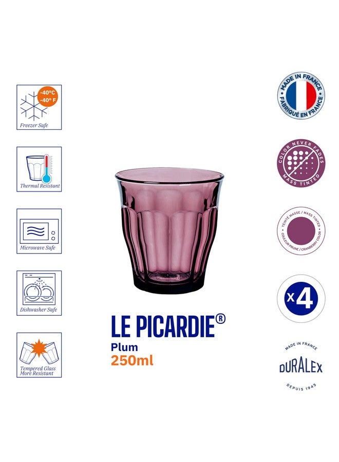 Duralex® France Picardie Plum, 250ml Set of 4, Tempered Glass Tumblers | Durable, 3X Stronger, Dishwasher/Microwave-Safe | Whiskey, Water, Juice Glasses | Ultra-Scratch Resistant - Image 5
