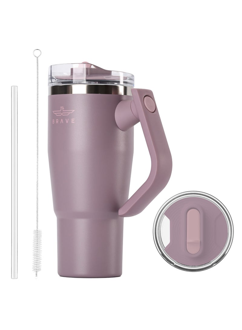 بريف تمب جارد تمبلر 950مل - 18/8 ستانلس ستيل ترافل ماج, ثيرمال كوفي كوب, 2-إن-1 ليكبروف ليد وذ سترو & روتيتينج هاندل, إنسوليتد هوت & كولد بيفيرج ماج, كار كوب هولدر كومباتيبيل, ديورابل & ريوسابل كوفي ترافل ماج (بيربل) - Image 1