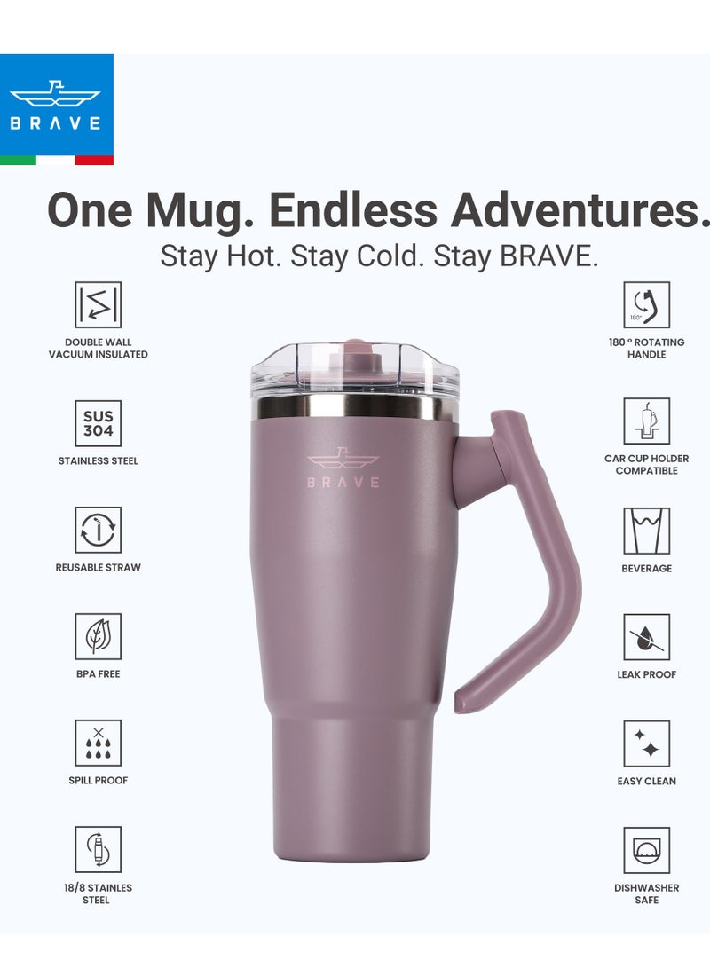 بريف تمب جارد تمبلر 950مل - 18/8 ستانلس ستيل ترافل ماج, ثيرمال كوفي كوب, 2-إن-1 ليكبروف ليد وذ سترو & روتيتينج هاندل, إنسوليتد هوت & كولد بيفيرج ماج, كار كوب هولدر كومباتيبيل, ديورابل & ريوسابل كوفي ترافل ماج (بيربل) - Image 3