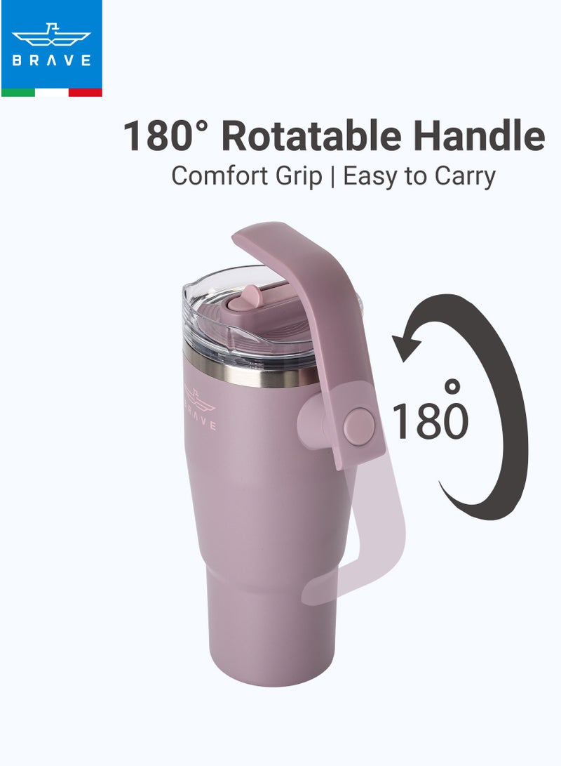 بريف تمب جارد تمبلر 950مل - 18/8 ستانلس ستيل ترافل ماج, ثيرمال كوفي كوب, 2-إن-1 ليكبروف ليد وذ سترو & روتيتينج هاندل, إنسوليتد هوت & كولد بيفيرج ماج, كار كوب هولدر كومباتيبيل, ديورابل & ريوسابل كوفي ترافل ماج (بيربل) - Image 5