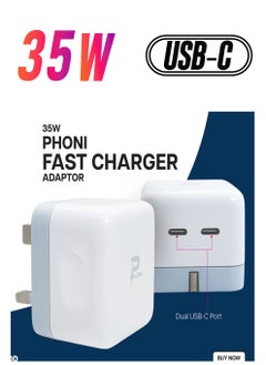 Phoni Phoni 35W Dual Port USB-C Port Wall Fast Charger Power Adaptor 