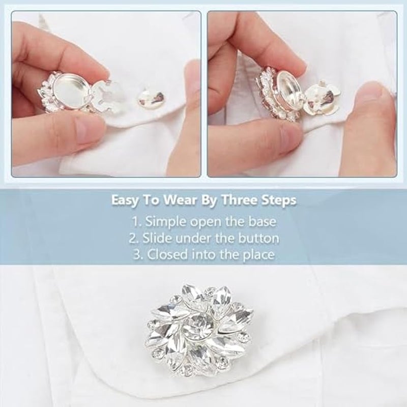 Rhinestone on Covers, on Covers for Women Blouses, Detachable Shirt on Clips ons Jewelry, Crystal Fancy ons for Clothing Decorative ons for Crafting, DIY (18PCS) Z1 - Image 3