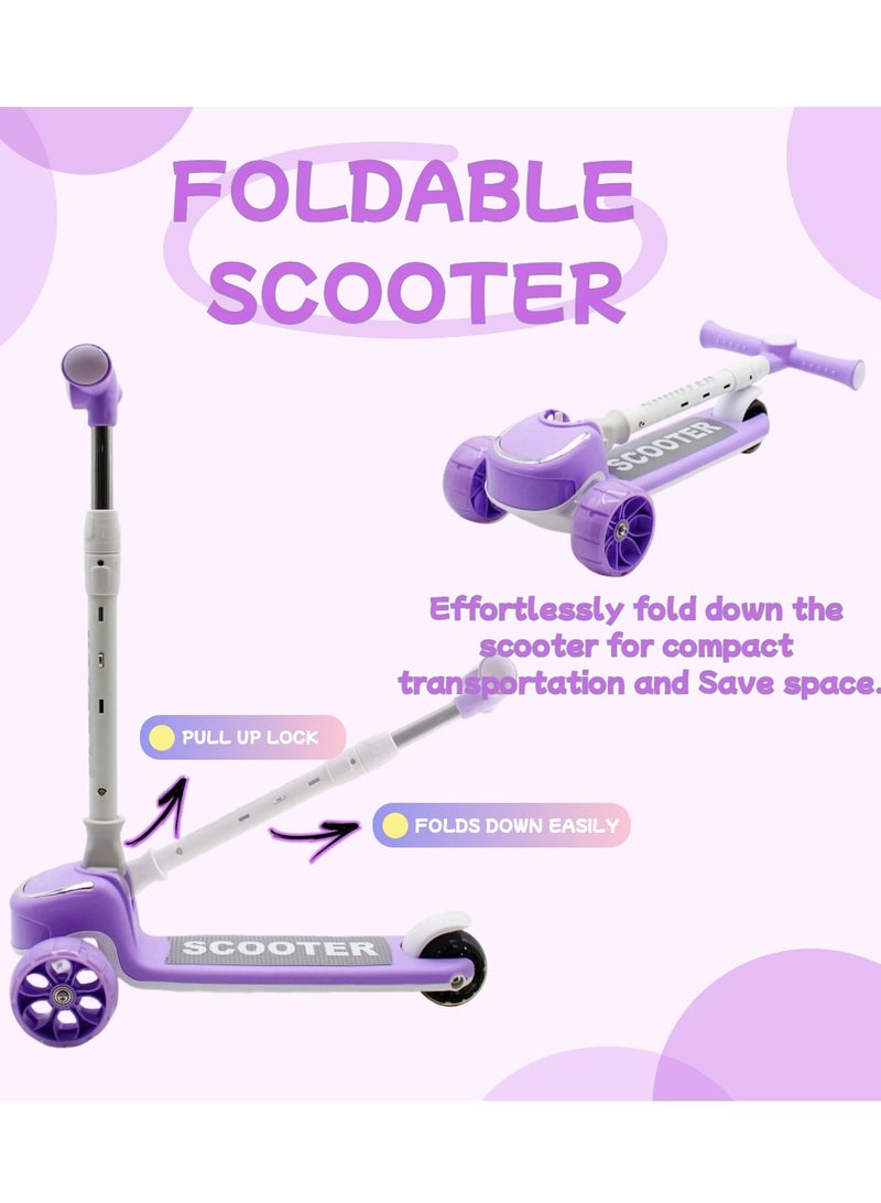 إيزي فيتشور سكوتر ركل للأطفال من إيزي فيوتشر: تصميم قابل للطي، مقبض قابل لضبط الارتفاع، عجلات LED، فرامل خلفية وموسيقى للأعمار من 3 إلى 8 سنوات - Image 2