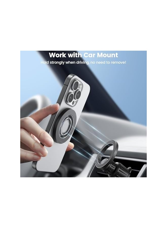 S-TOP Magnetic Phone Ring Holder for MagSafe Grip, 360° Rotation Kickstand Thin Magnet Finger Stand Compatible with iPhone 17/16/15/14/13, Samsung, All Smartphones, Mag Safe Accessories (Single Ring-White) - Image 3