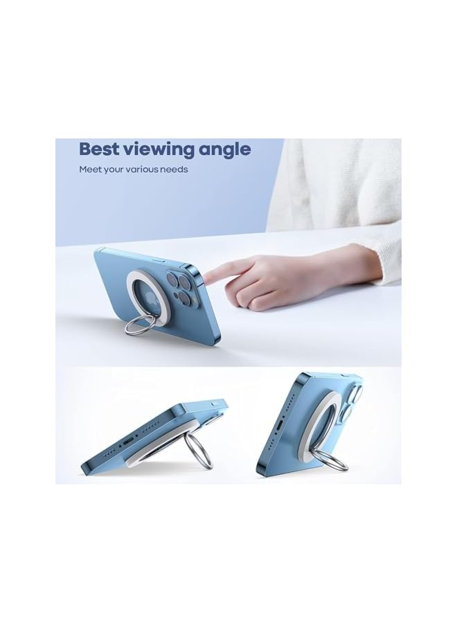 S-TOP Magnetic Phone Ring Holder for MagSafe Grip, 360° Rotation Kickstand Thin Magnet Finger Stand Compatible with iPhone 17/16/15/14/13, Samsung, All Smartphones, Mag Safe Accessories (Single Ring-White) - Image 2