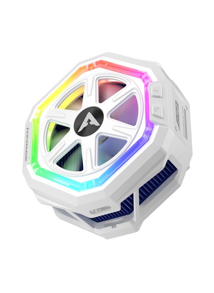 PIVA B21 iPad Cooling Fan with 3 Speeds and Customizable RGB Lighting Light Weight Specially Designed for Gaming Enthusiasts Suitable for iPad Gyroscope Players and Content Creators High Speed up to 5000 RPM 23W Power with Operating Temperature not exceeding 26°C White - Image 1