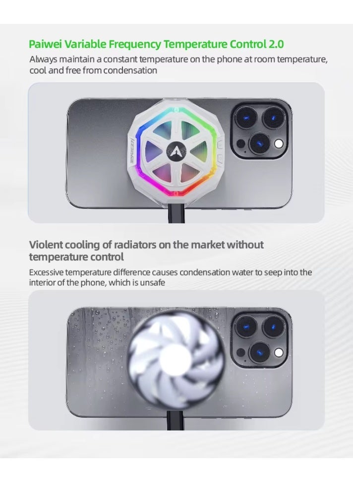 PIVA B21 iPad Cooling Fan with 3 Speeds and Customizable RGB Lighting Light Weight Specially Designed for Gaming Enthusiasts Suitable for iPad Gyroscope Players and Content Creators High Speed up to 5000 RPM 23W Power with Operating Temperature not exceeding 26°C White - Image 3