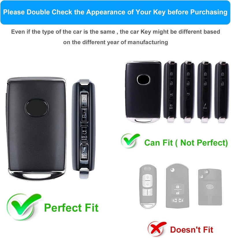 Suitable for Mazda 4-key silicone car key cover black (with flash drill keychain) suitable for 2019-2025 CX-5, CX-30, CX-50, CX70, CX90, 3 Series, 6 series, CX-9 models - Image 2