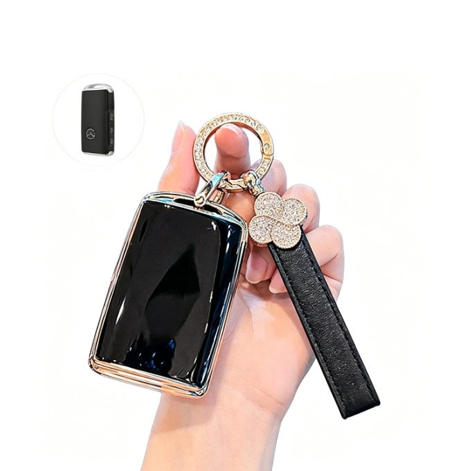 Suitable for Mazda 4-key silicone car key cover black (with flash drill keychain) suitable for 2019-2025 CX-5, CX-30, CX-50, CX70, CX90, 3 Series, 6 series, CX-9 models - Image 1