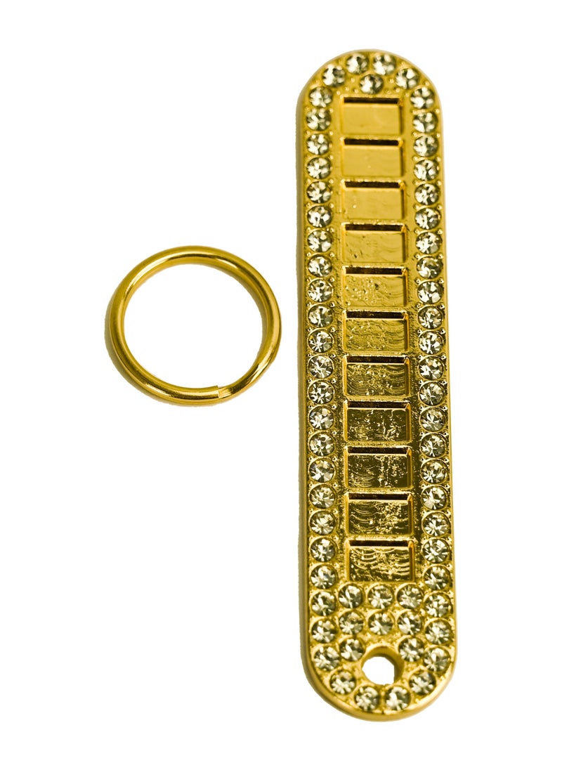 Generic Diamond-Studded Anti-Lost Metal Car Number Plate Pendant Key Chain, Anti-Lost Keychain, Car Key Chain With Phone Number Plate Accessories With Bling Rhinestones  - Image 1