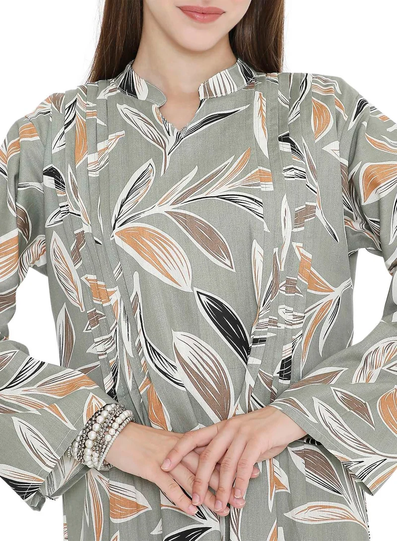 هانا آند سارا UNIQUE PRINTED SHORT FARASHA MODEST WEAR ARABIC KAFTAN JALABIYA DRESS