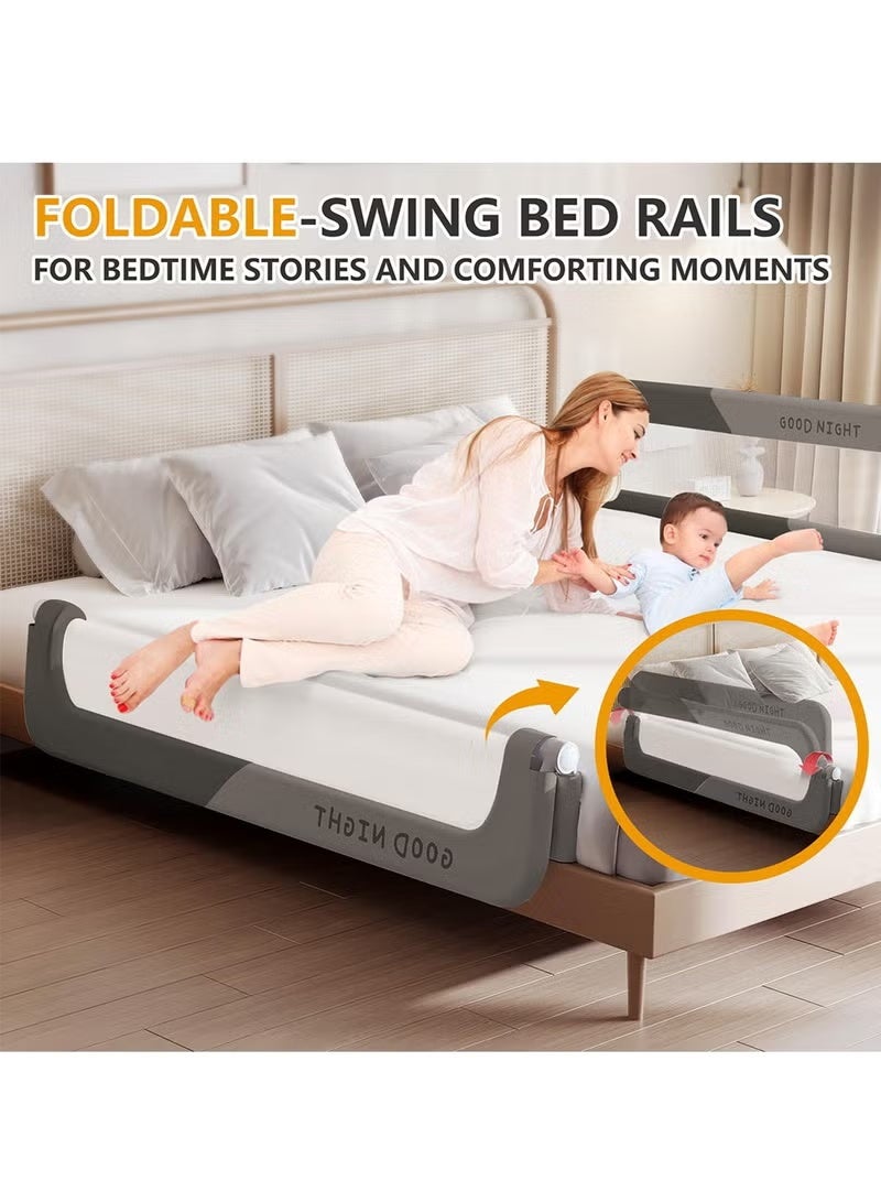 WALALLA Toddler Bed Rails for Crib, Foldable Bed Rail for Toddlers, Portable Bed Rails Guard Bumper for Kids, Safe Bed Side Rail for Twin, Queen, King, Full Size Beds 200cm - Image 2