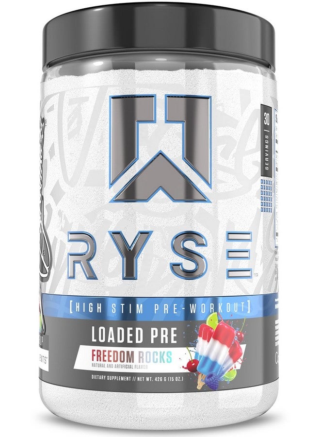 RYSE Up Supplements Ryse Loaded Pre Workout Powder - Freedom Rocks - Daily Pre-Workout for Men & Women with 390mg Caffeine, Beta Alanine, and Citrulline for Pump, Focus, and Energy - 30 Servings - Image 1