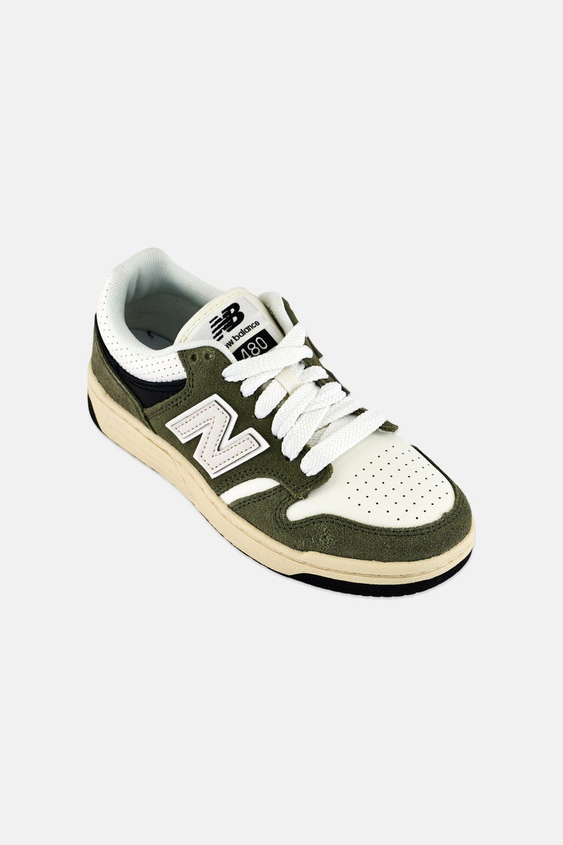 New Balance Kids Boy Medium BB480PEO Lace Up Outdoor Shoes, Olive - Image 1