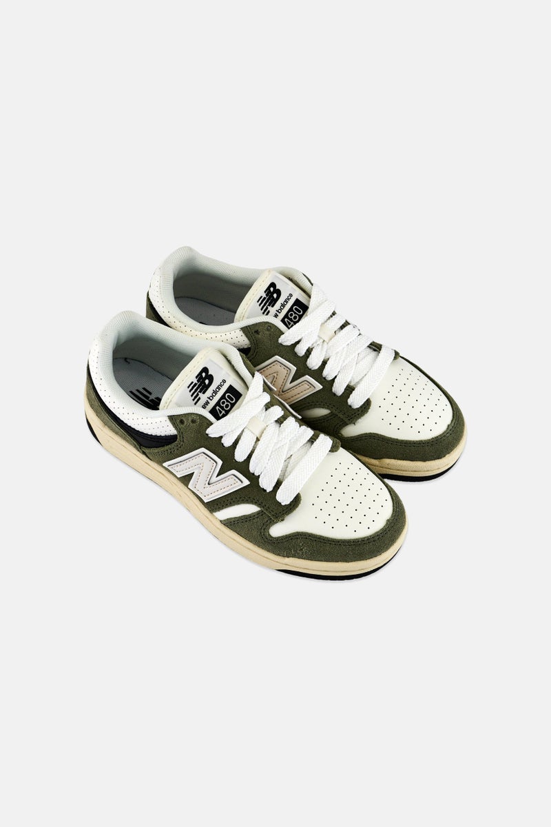 New Balance Kids Boy Medium BB480PEO Lace Up Outdoor Shoes, Olive - Image 2
