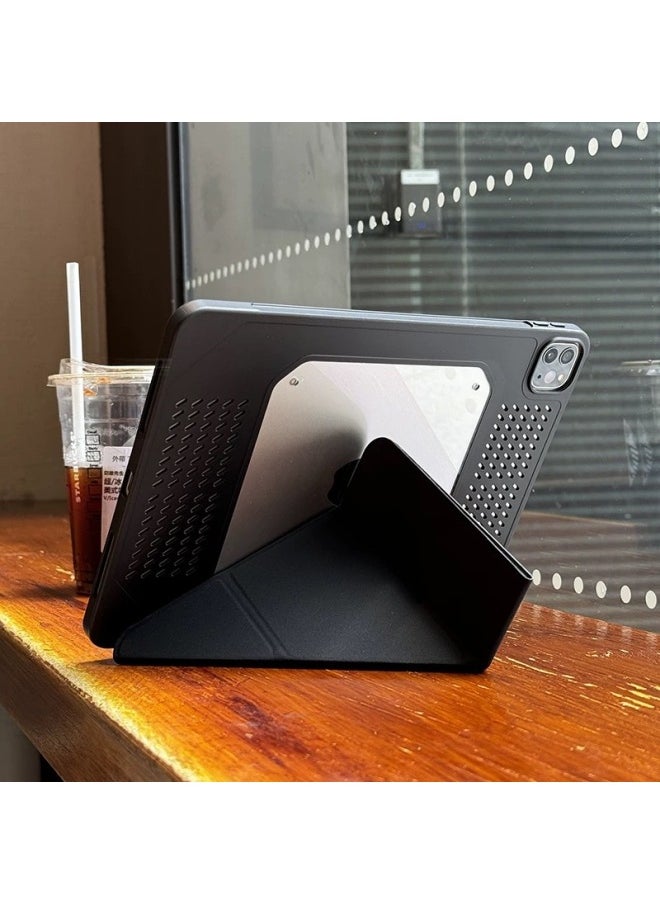 Generic - Suitable For 2025ipad11 Generation Protective Shell Air Silicone Heat Dissipation 11 Inch Transparent 10.2 Y Folding Bracket Anti-drop Cover-Color:Sr-y Discount Heat Dissipation [grey]-Applicable Models:2024ipadair6 13inch (m2)/pro12.9/3/4/5 Generation - Image 1