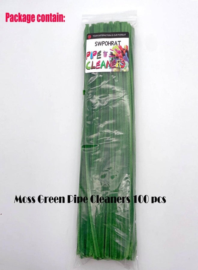 Swpohrat 100 Pieces Moss Green Pipe Cleaner Craft Set,Thick Fuzzy Chenille Stem Pipe Cleaners for DIY Craft Projects and Decorations - Image 2