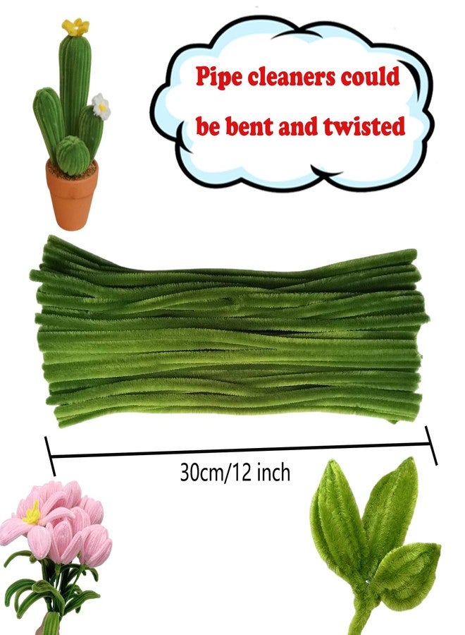 Swpohrat 100 Pieces Moss Green Pipe Cleaner Craft Set,Thick Fuzzy Chenille Stem Pipe Cleaners for DIY Craft Projects and Decorations - Image 4