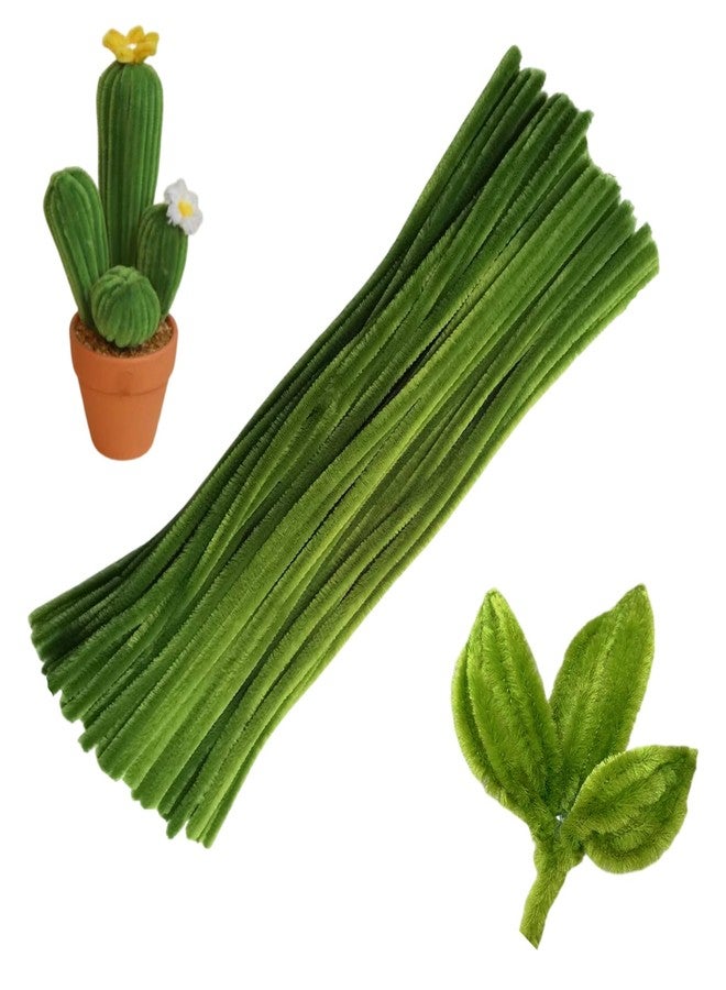 Swpohrat 100 Pieces Moss Green Pipe Cleaner Craft Set,Thick Fuzzy Chenille Stem Pipe Cleaners for DIY Craft Projects and Decorations - Image 1