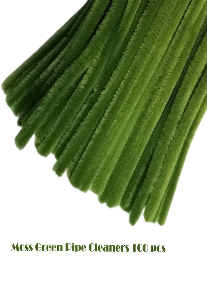 Swpohrat 100 Pieces Moss Green Pipe Cleaner Craft Set,Thick Fuzzy Chenille Stem Pipe Cleaners for DIY Craft Projects and Decorations - Image 3